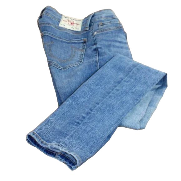 True Religion Blue Wash Stella Mid-Rise Skinny Jeans, Size 26 (27"/31.5") - Picture 1 of 5